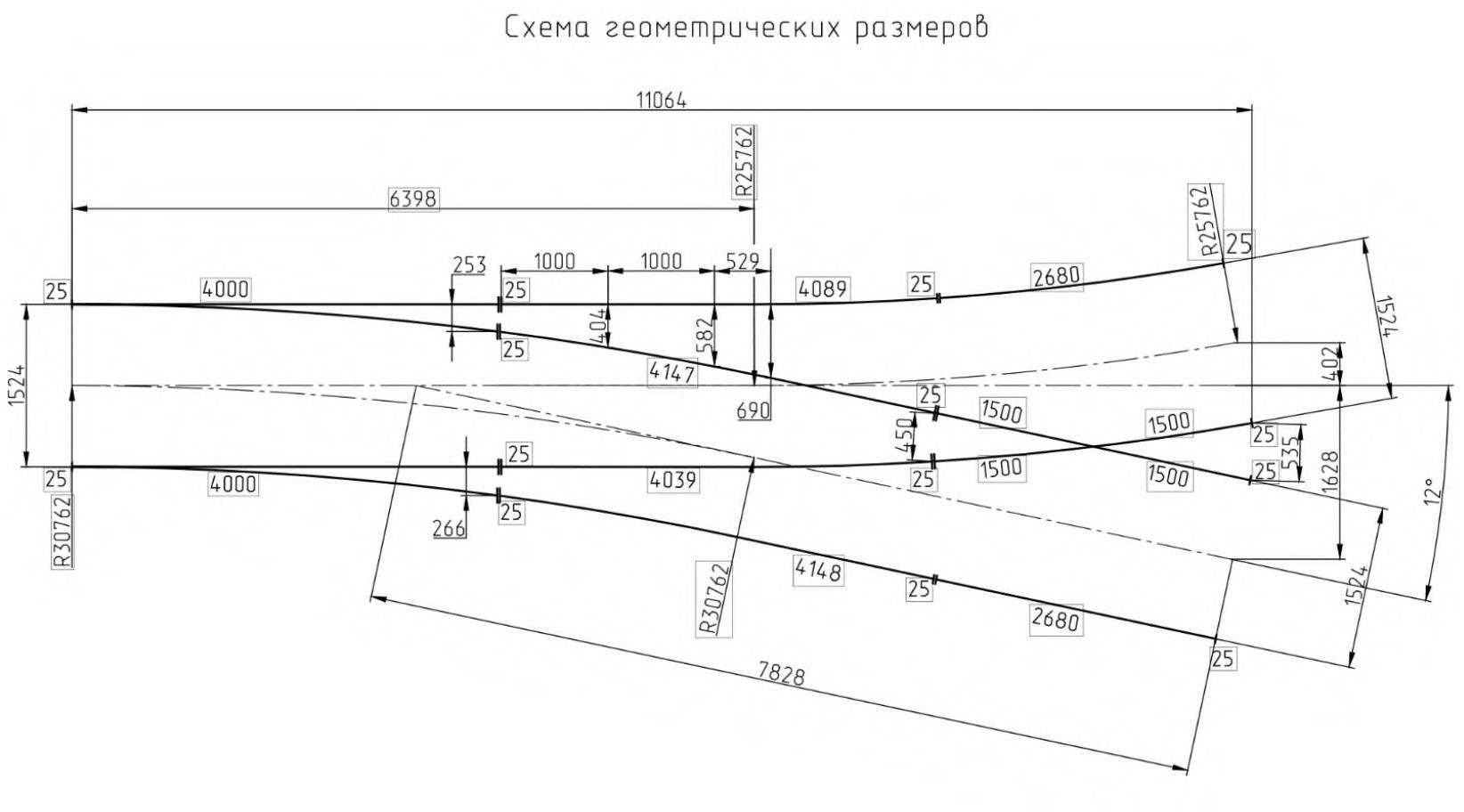 Проект 8642.00.000, Перевод стрелочный трамвайный R30 с гибкими остряками по эпюре 640б 