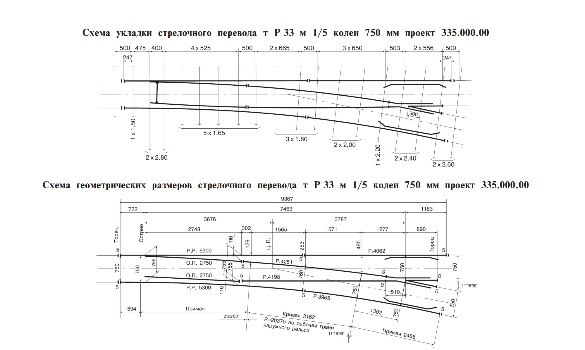 Проект 335.000.00, Стрелочный перевод тип Р33 марка 1/5