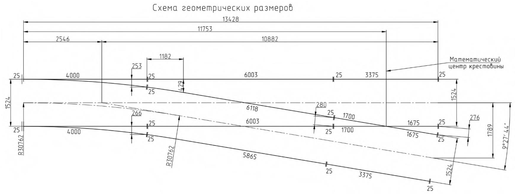 Проект 8632.00.000, Перевод стрелочный трамвайный R30 с гибкими остряками по эпюре 878а 