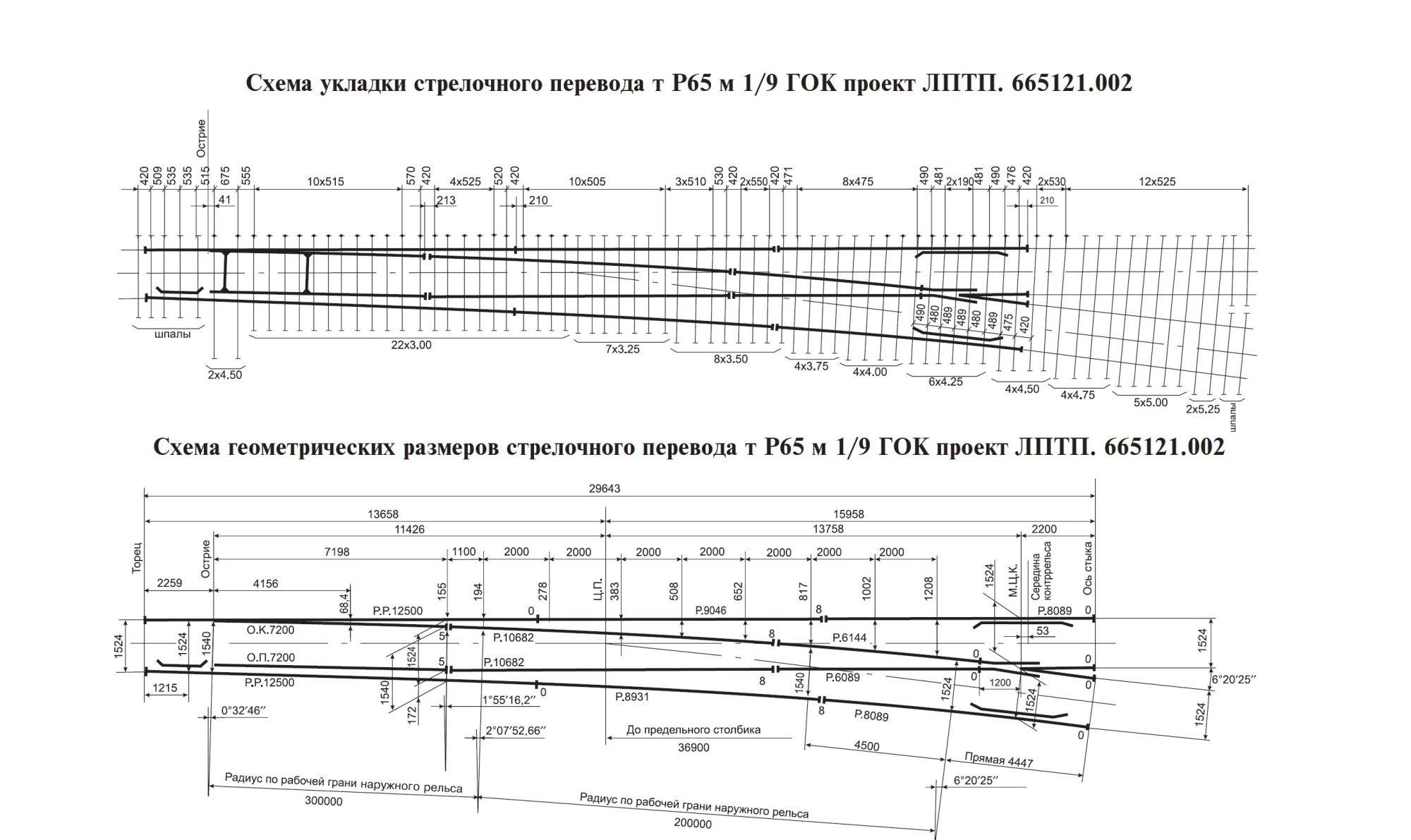 Проект ЛПТП.665121.002, Стрелочный перевод типа Р65 марки 1/9 Проект ЛПТП.665121.002, Стрелочный перевод типа Р65 марки 1/9