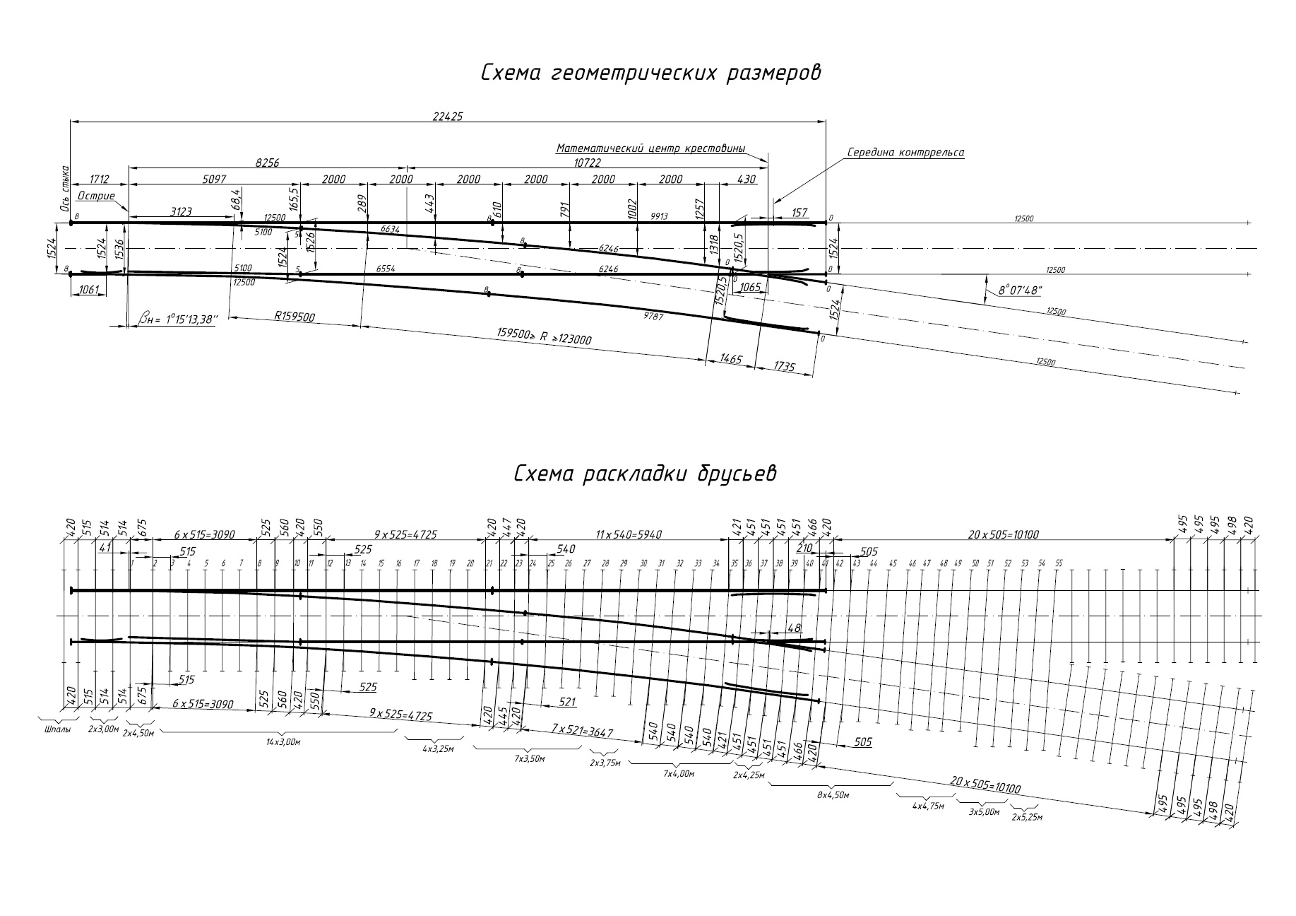Проект ЛПТП.665121.103, Стрелочный перевод тип Р65 марка 1/7